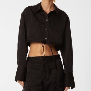 (XL) MILAN SATIN BUTTON UP - BLACK The Noli Shop